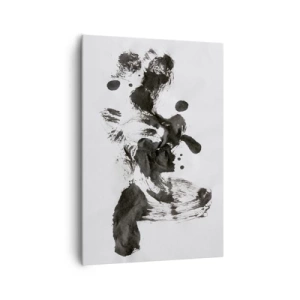 Quadro su tela - Stampe su Tela - Composizione astratta di macchie nere su sfondo bianco - 70x100cm - C'è un senso nella follia? - Decorazione murale moderna per soggiorno e camera da letto ARTTOR