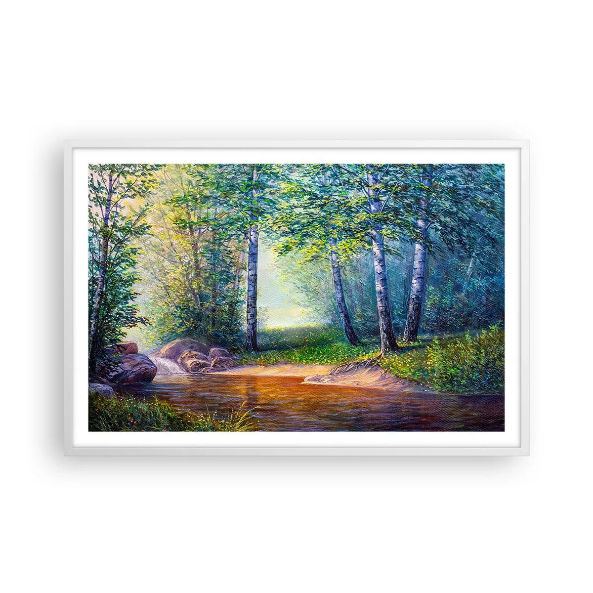 Poster in cornice bianca - Scena di beatitudine - 91x61 cm