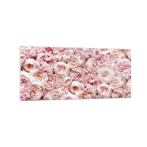 Quadro su vetro - Delicate rose in tonalità di rosa su tutta la superficie - 120x50cm - Coperto di rose - Decorazione murale moderna per soggiorno e camera da letto ARTTOR