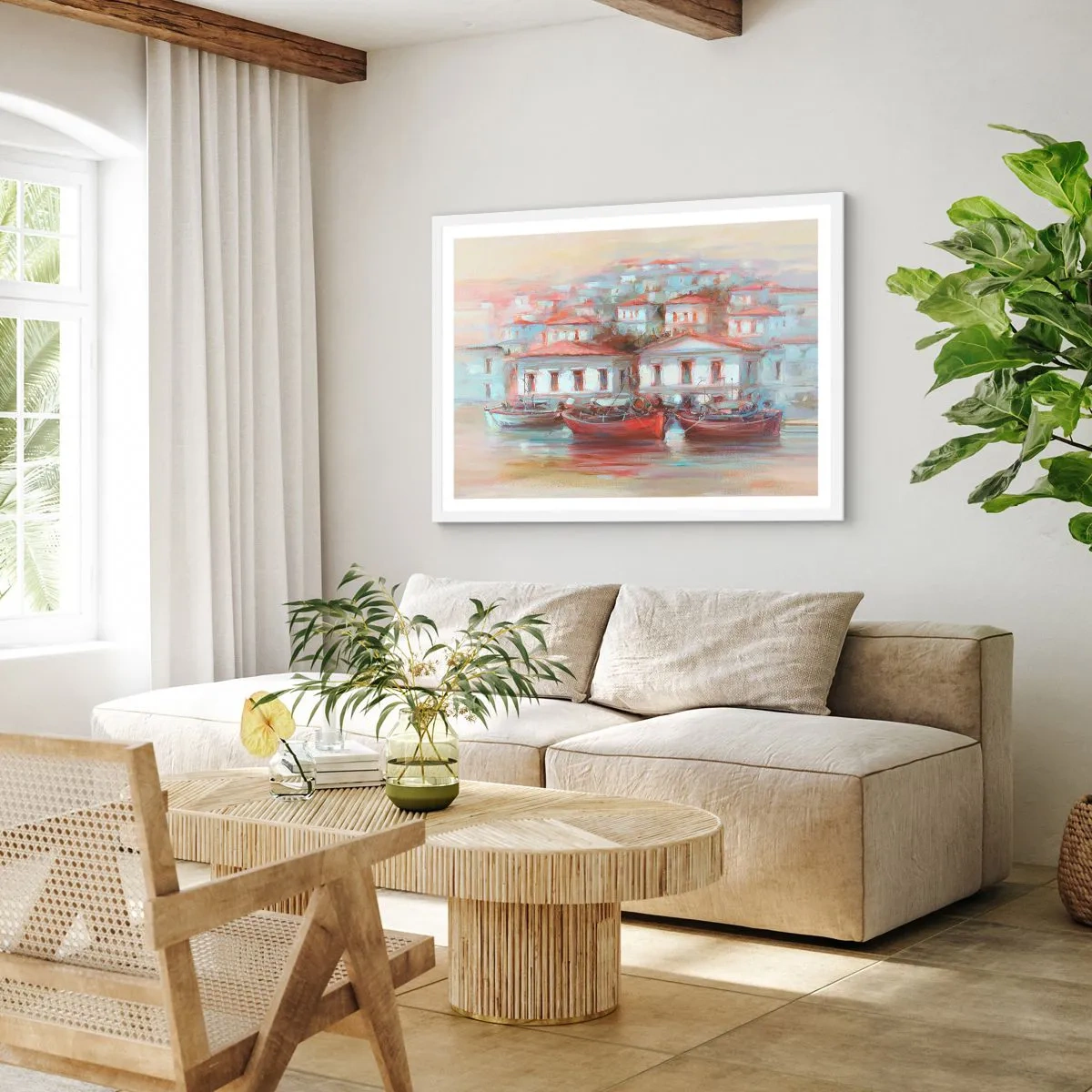 Poster in cornice bianca - Cittadina felice - 91x61 cm