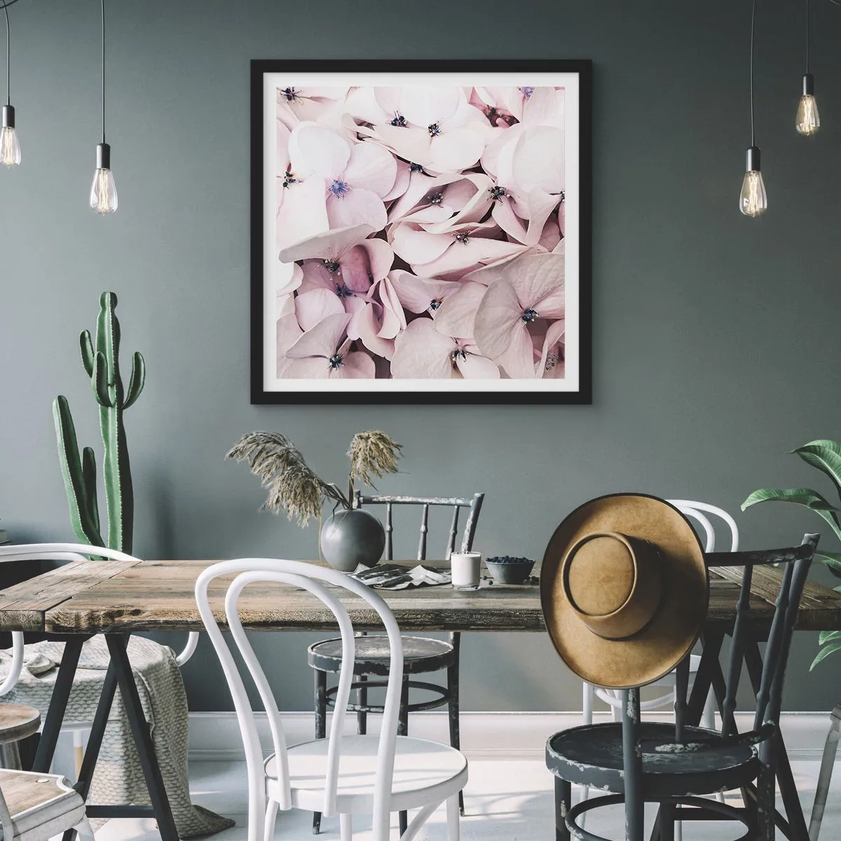 Poster in cornice nera - Un'alluvione di fiori - 50x50 cm