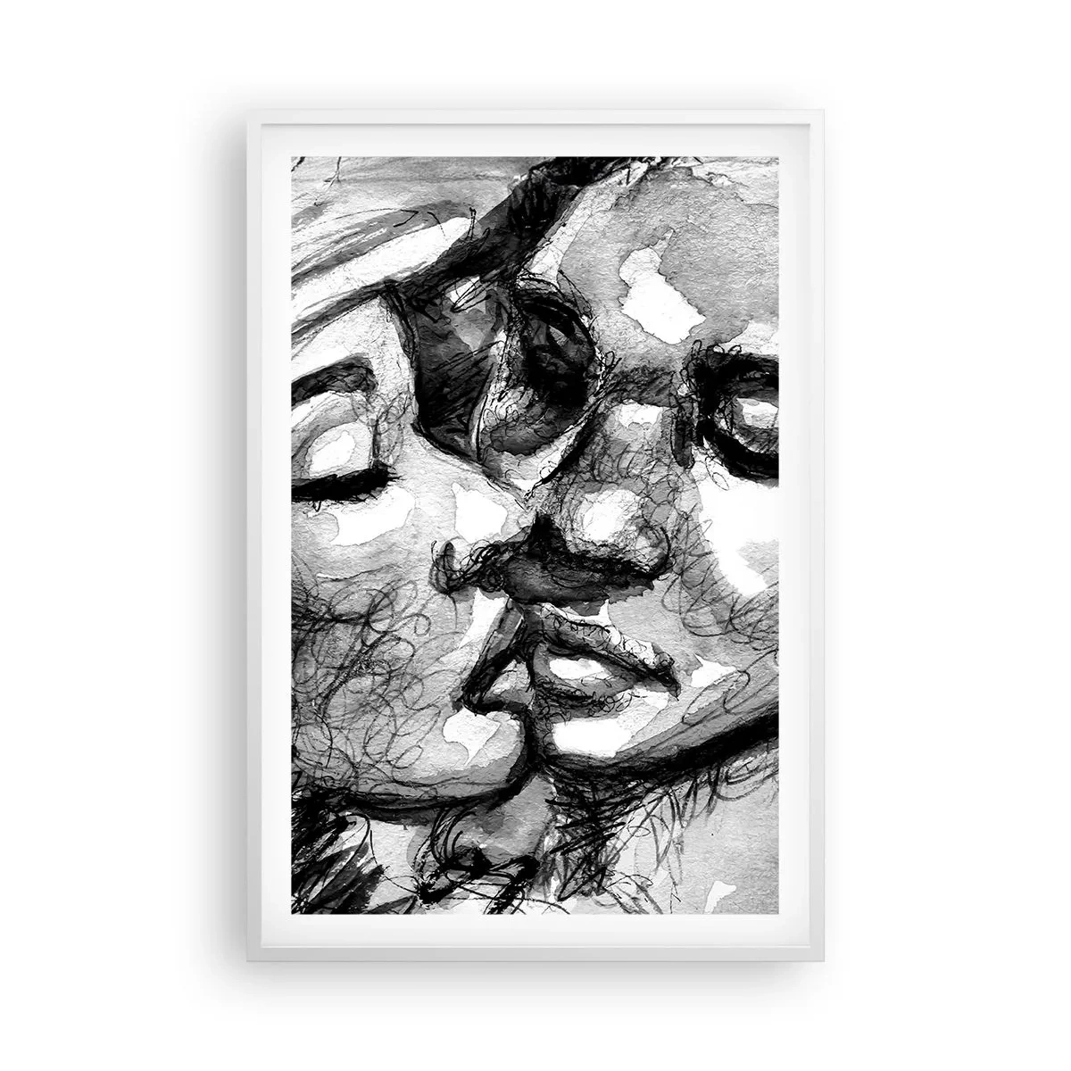 Poster in cornice bianca - Un attimo di tenerezza - 61x91 cm