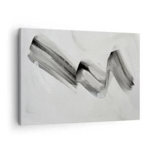 Quadro su tela - Stampe su Tela - Pennellata astratta in bianco e nero su sfondo chiaro - 70x50cm - Casualmente per divertimento - Decorazione murale moderna per soggiorno e camera da letto ARTTOR