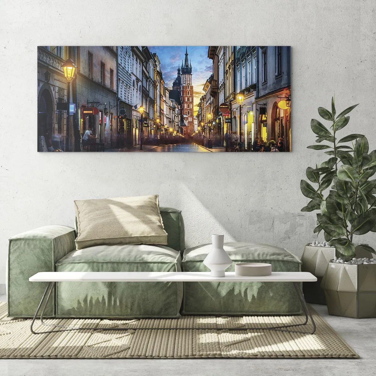 Quadro su vetro - La magia di Cracovia - 100x40 cm