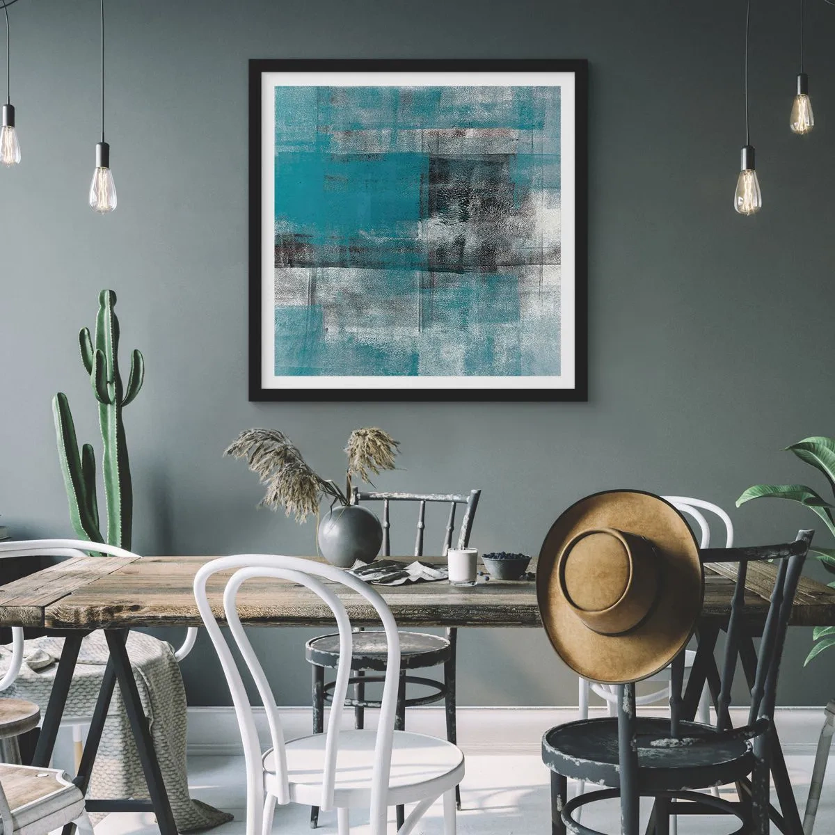 Poster in cornice nera - Acqua e aria - 60x60 cm