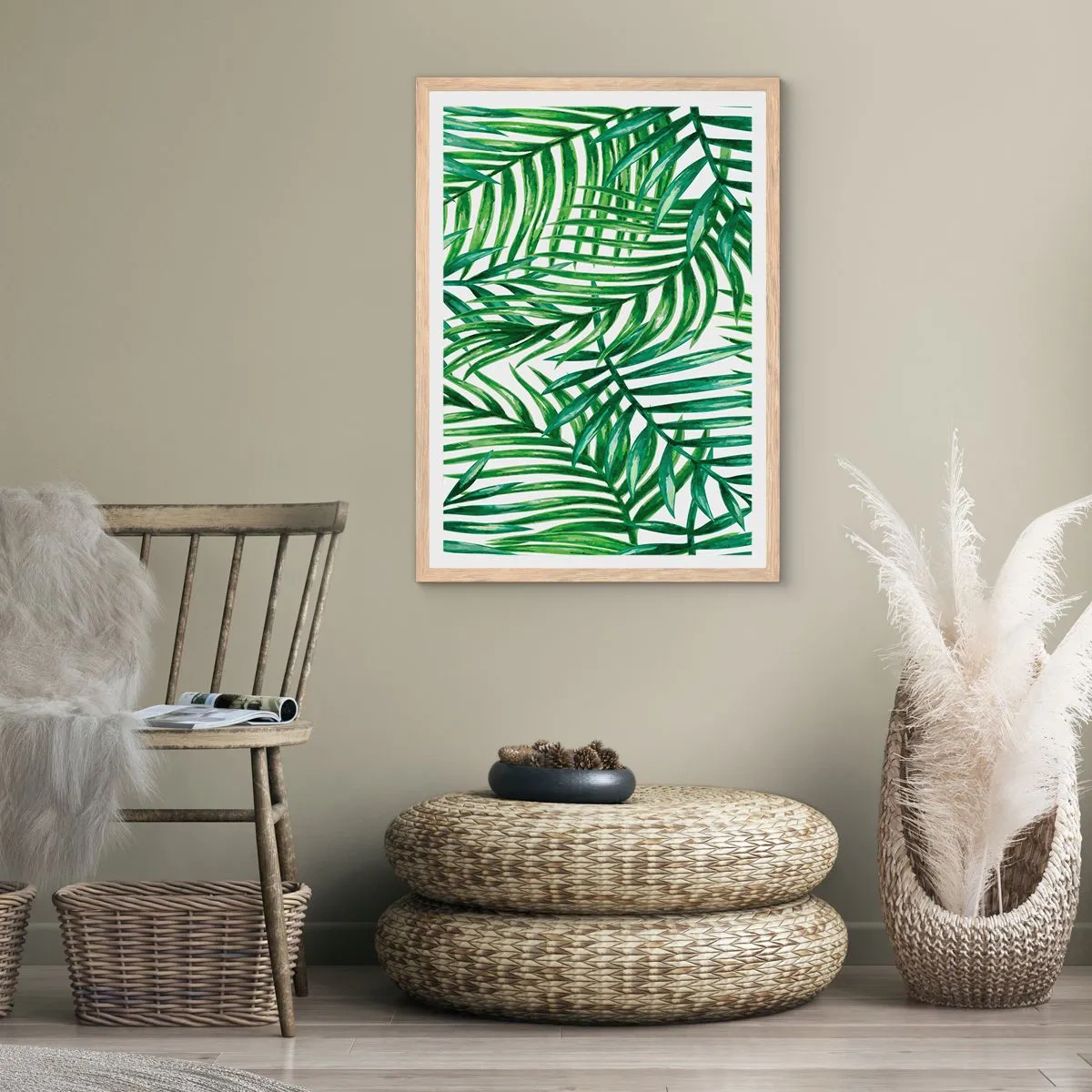 Poster in cornice rovere chiaro - Sotto un baldacchino verde - 70x100 cm
