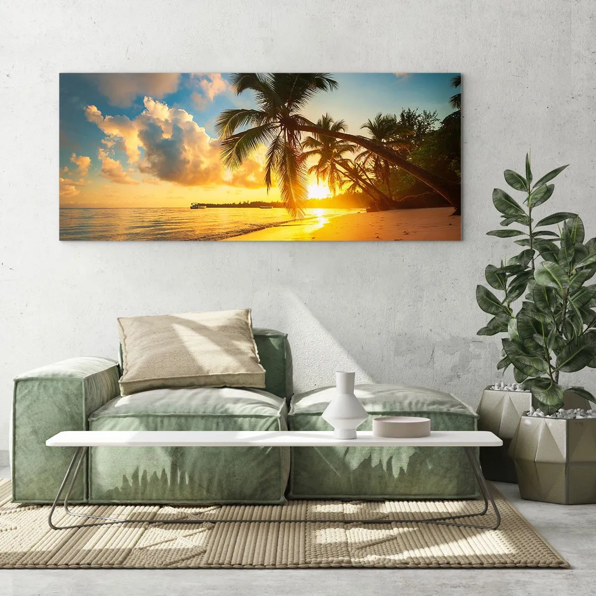 Quadro su vetro - Sogno dei Caraibi - 100x40 cm