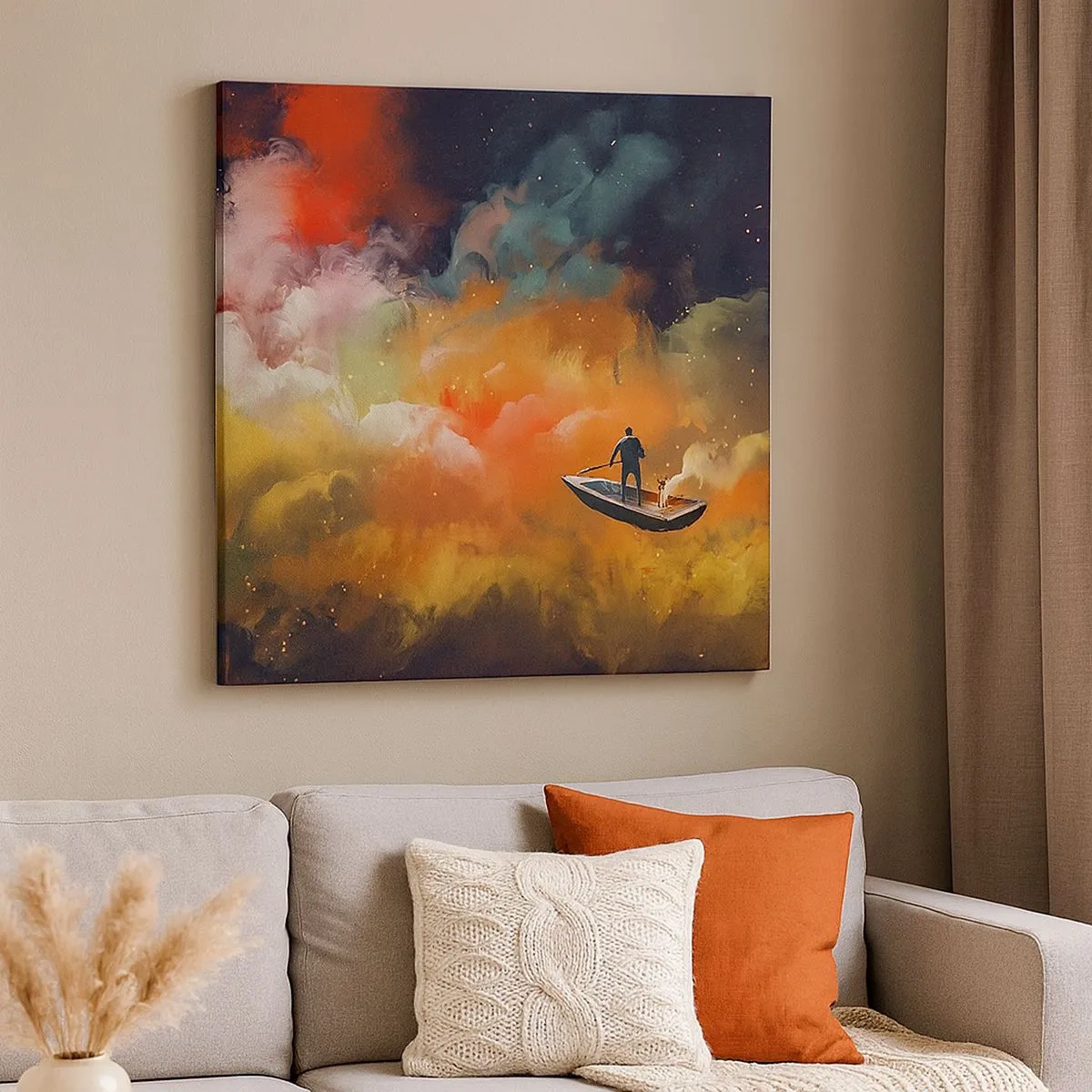 Quadro su tela - Stampe su Tela - In barca attraverso la galassia - 30x30 cm