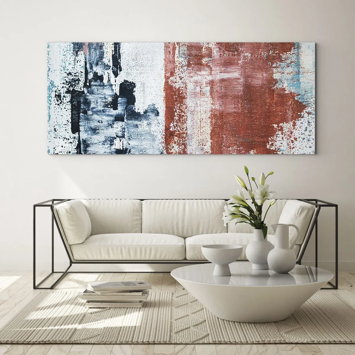Quadro su vetro - Astratto in due metà - 100x40 cm
