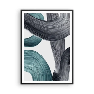 Poster in cornice nera - Tracce smeraldo e nero - 70x100 cm