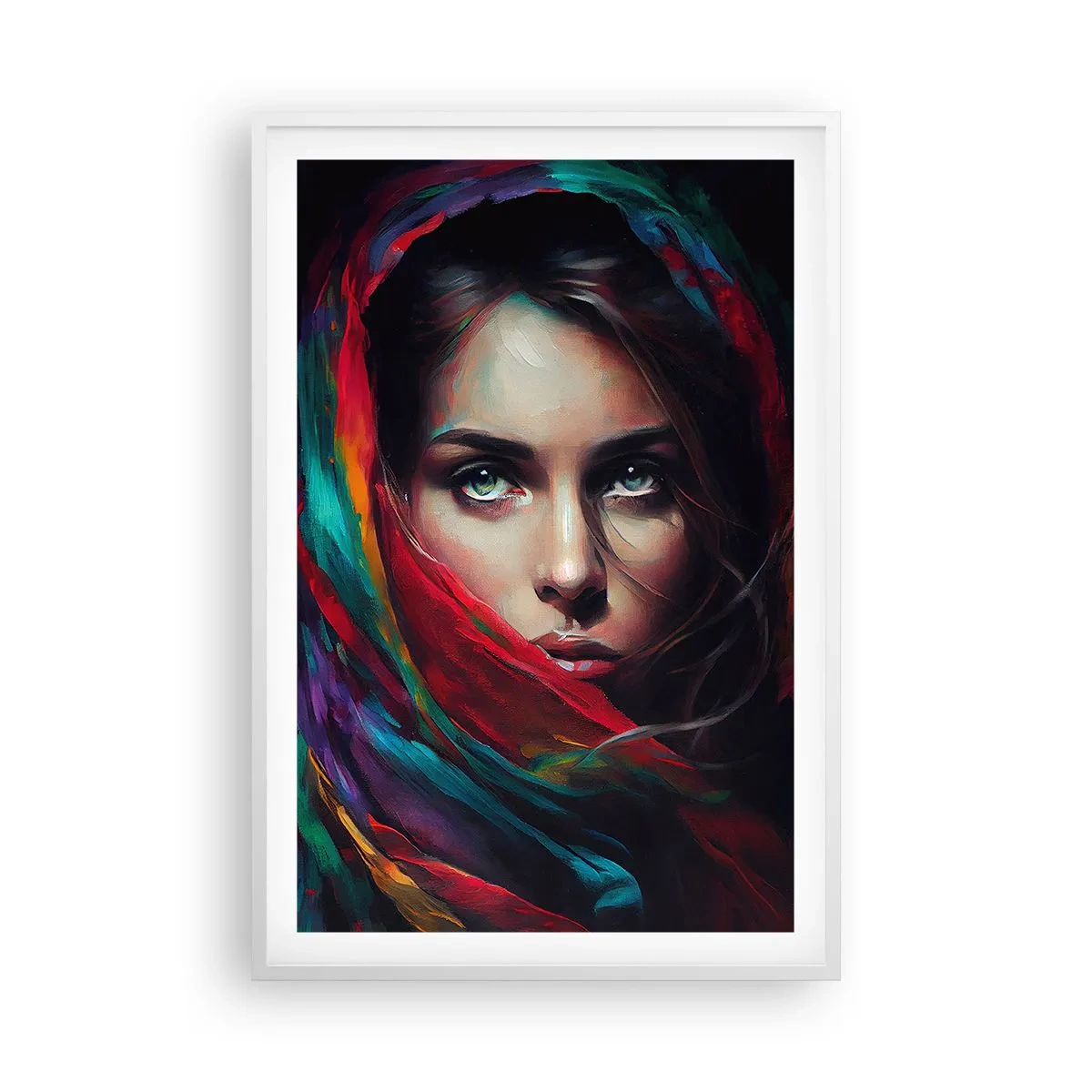 Poster in cornice bianca - Mistero dagli occhi verdi - 61x91 cm