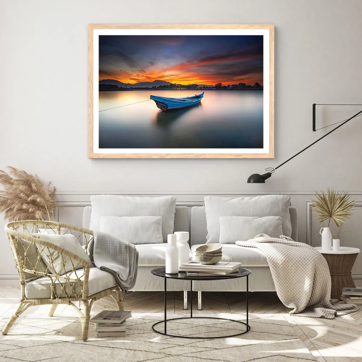 Poster in cornice rovere chiaro - Viene una notte buona - 70x50 cm