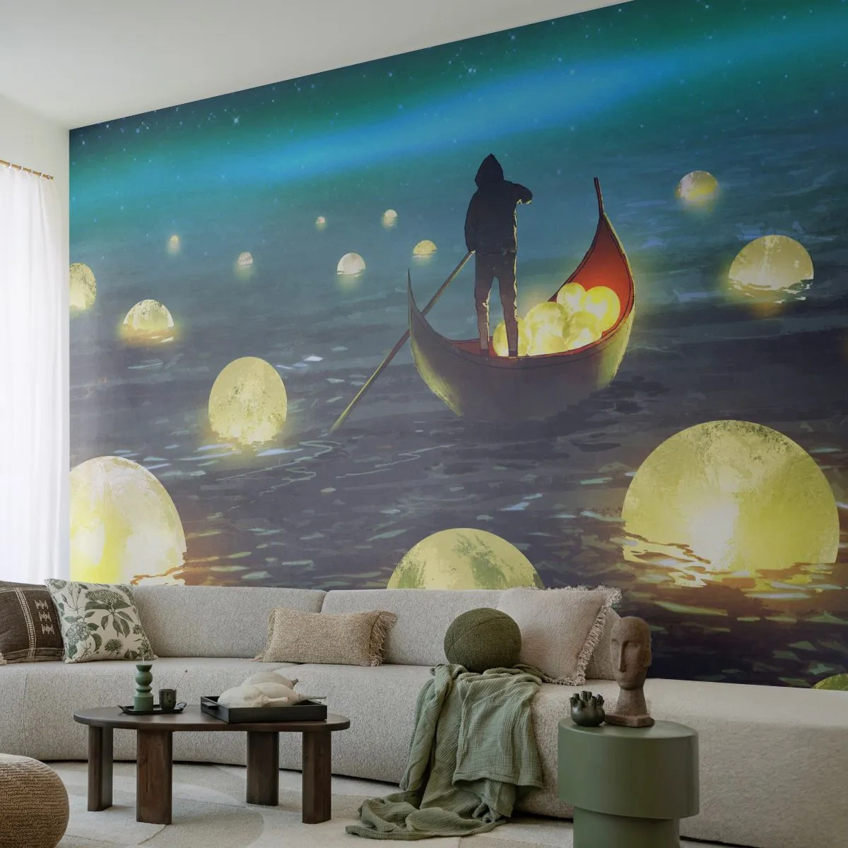 Fotomurali Premium Sand - Cose che neanche i filosofi hanno sognato - Astrazione, Fantasia, Barca - 350x256 cm