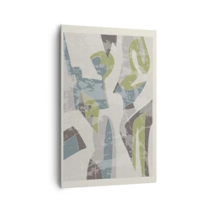 Quadro su tela - Stampe su Tela - Forme astratte in verde e blu su uno sfondo chiaro - 80x120cm - Composizione oltre il vetro - Decorazione murale moderna per soggiorno e camera da letto ARTTOR