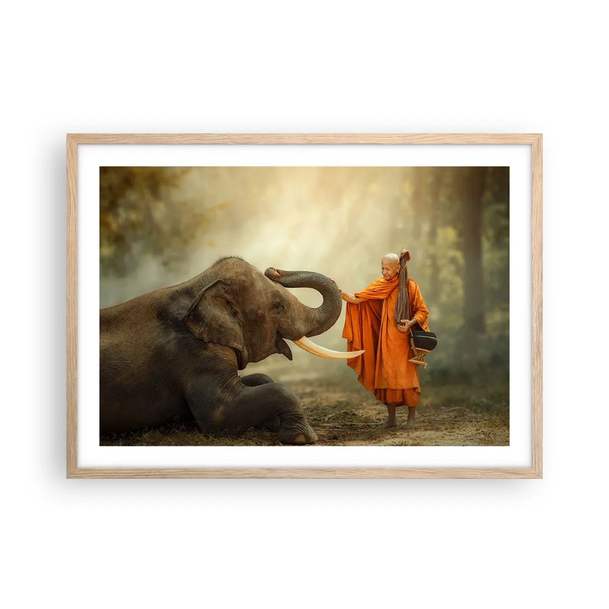 Poster in cornice rovere chiaro - Incontro nel viaggio - 70x50 cm