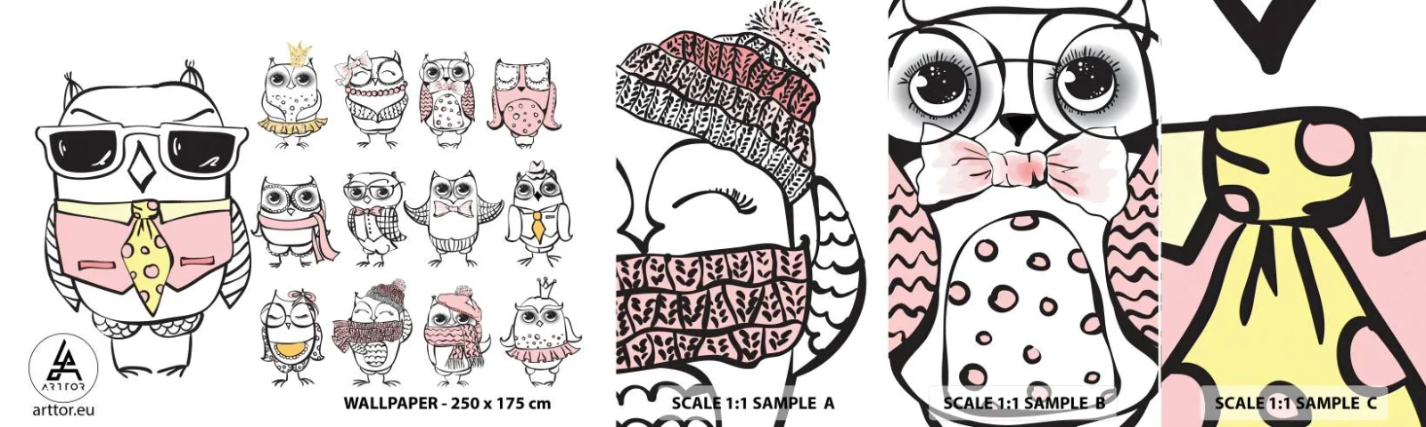 Campione Di Fotomurale Standard Eco - Tanti ruoli da svolgere - Per bambini, Gufo, Bambini - 100x30 cm