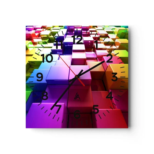 Orologio da parete - Orologio in Vetro - Op Art insieme in squadra - 40x40 cm