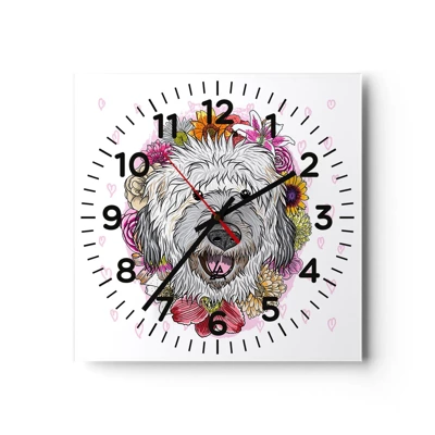 Orologio da parete Arttor - Gioia di cucciolo - Quadrante con numeri,  Forma: Quadrato - 30x30 cm - Astrazione, Cane, Per Bambini