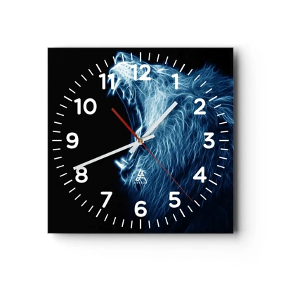 Orologio da parete Arttor - La rabbia infuocata del re - Quadrante con  numeri, Forma: Quadrato - 40x40 cm - Astrazione, Leone, Animali