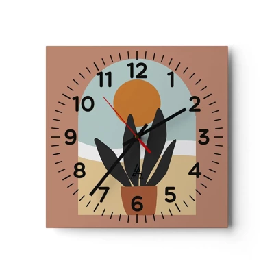 Orologio da parete Arttor - Piccole gioie - Quadrante con numeri, Forma:  Quadrato - 30x30 cm - Fiore, Finestra, Arte