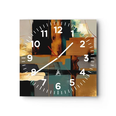 Orologio da parete - Orologio in Vetro - Astrazione: luci e ombre - 40x40 cm