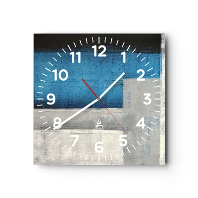 Orologio da parete - Orologio in Vetro - Composizione poetica in grigio e blu - 40x40 cm