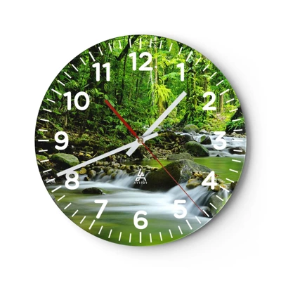 Orologio da parete - Orologio in Vetro - Fluttuando in un mare di verde - 40x40 cm