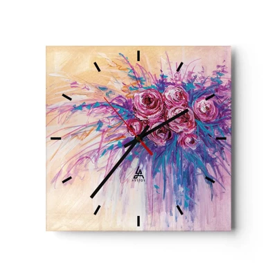 Orologio da parete - Orologio in Vetro - Fontana rosa - 40x40 cm