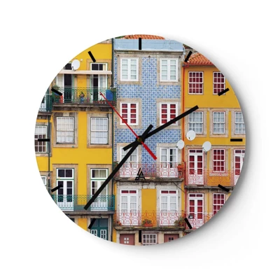 Orologio da parete - Orologio in Vetro - I colori della città vecchia - 40x40 cm