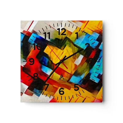 Orologio da parete - Orologio in Vetro - Intreccio multicolore - 30x30 cm