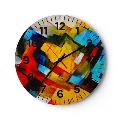 Orologio da parete - Orologio in Vetro - Intreccio multicolore - 40x40 cm