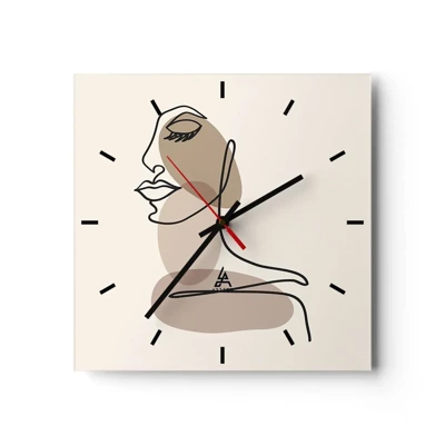 Orologio da parete - Orologio in Vetro - La linea sicura della bellezza - 30x30 cm