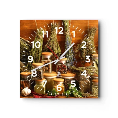 Orologio da parete - Orologio in Vetro - Magie di cucina - 30x30 cm