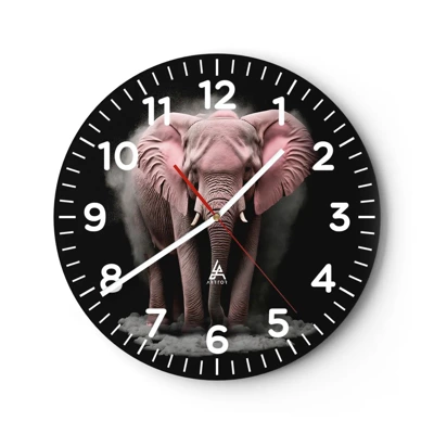 Orologio da parete - Orologio in Vetro - Non pensare all'elefante rosa! - 40x40 cm