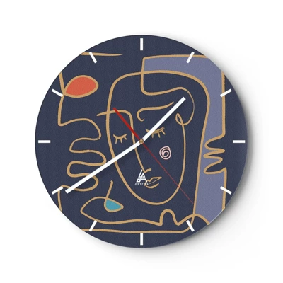 Orologio da parete - Orologio in Vetro - Pensierosa - 30x30 cm