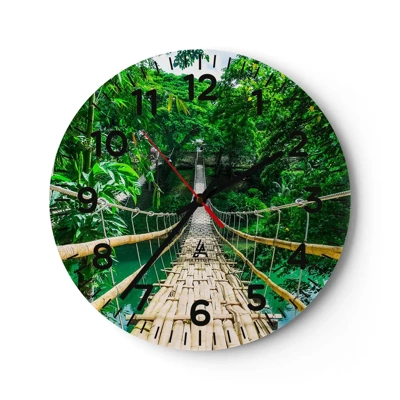 Orologio da parete - Orologio in Vetro - Ponte sospeso sopra il verde - 40x40 cm