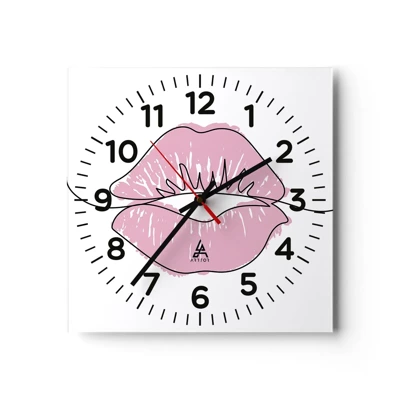 Orologio da parete - Orologio in Vetro - Pronti al bacio? - 30x30 cm