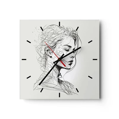 Orologio da parete - Orologio in Vetro - Ritratto pensieroso - 30x30 cm