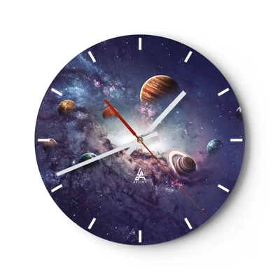 Orologio da parete - Orologio in Vetro - Sistema solare danzante - 30x30 cm