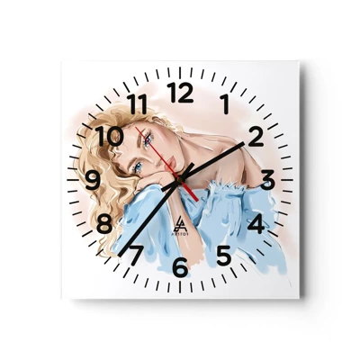 Orologio da parete - Orologio in Vetro - Sognante nel blu - 40x40 cm