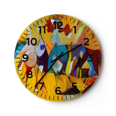 Orologio da parete - Orologio in Vetro - Sole - vita - gioia - 30x30 cm