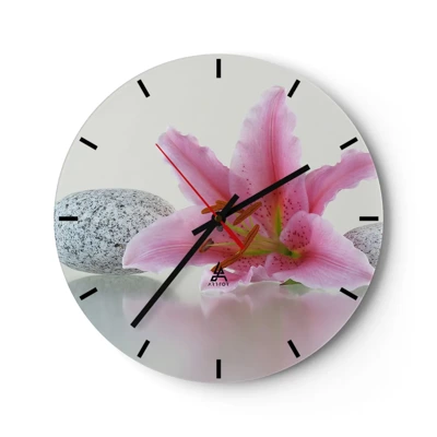 Orologio da parete - Orologio in Vetro - Studio in rosa, grigio e bianco - 30x30 cm