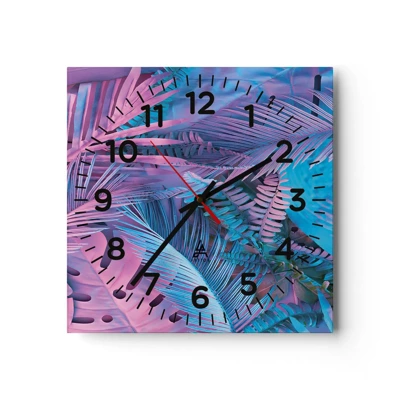 Orologio da parete - Orologio in Vetro - Tropici in rosa e blu - 30x30 cm