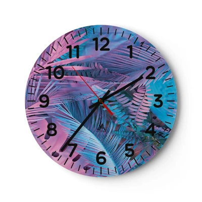 Orologio da parete - Orologio in Vetro - Tropici in rosa e blu - 30x30 cm