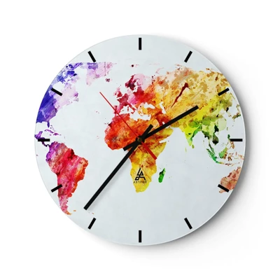 Orologio da parete - Orologio in Vetro - Tutti i colori del mondo - 40x40 cm