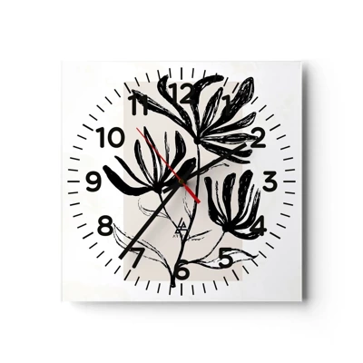 Orologio da parete - Orologio in Vetro - Uno schizzo per l'erbario - 40x40 cm