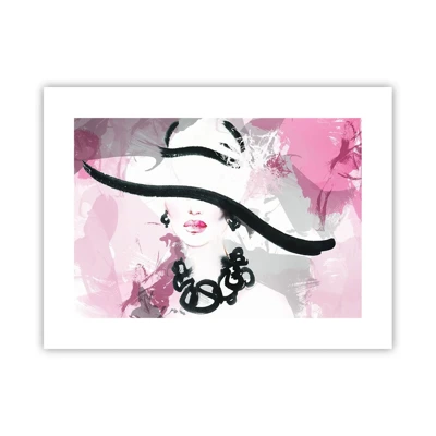 Poster - Ritratto di donna in nero e rosa - 40x30 cm