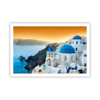 Poster - Santorini: aggrappate alle rocce - 91x61 cm