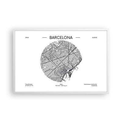 Poster in cornice bianca - Anatomia di Barcellona - 91x61 cm