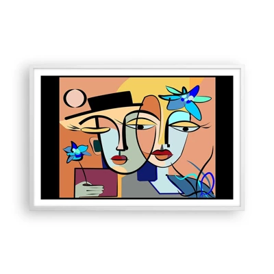 Poster in cornice bianca - Appuntamento in stile Picasso - 91x61 cm